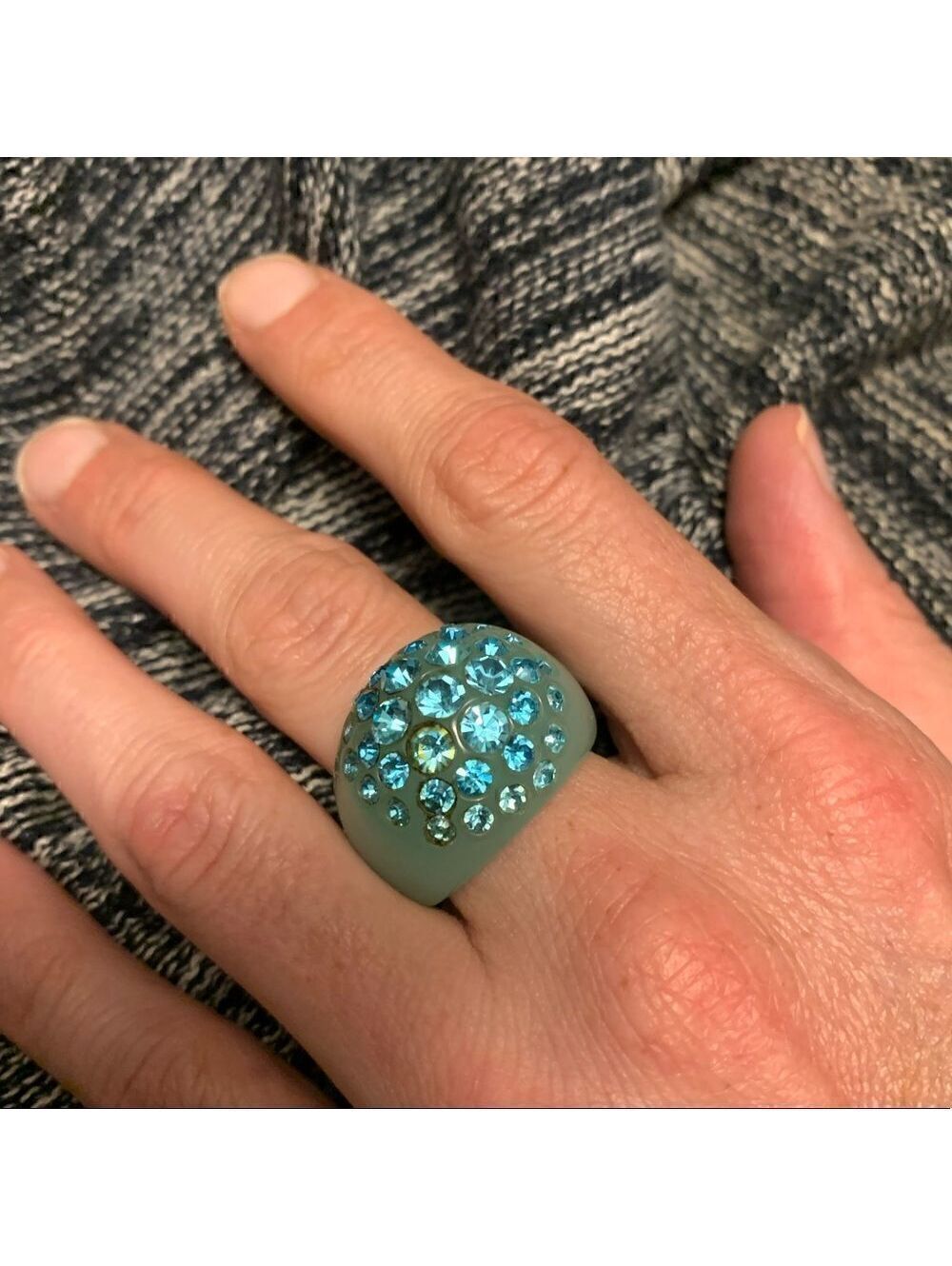 Blue Rhinestone Cocktail Ring